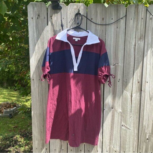 Free Assembly Preppy Chic Navy and Burgundy Striped Mini Dress size L - Picture 4 of 9